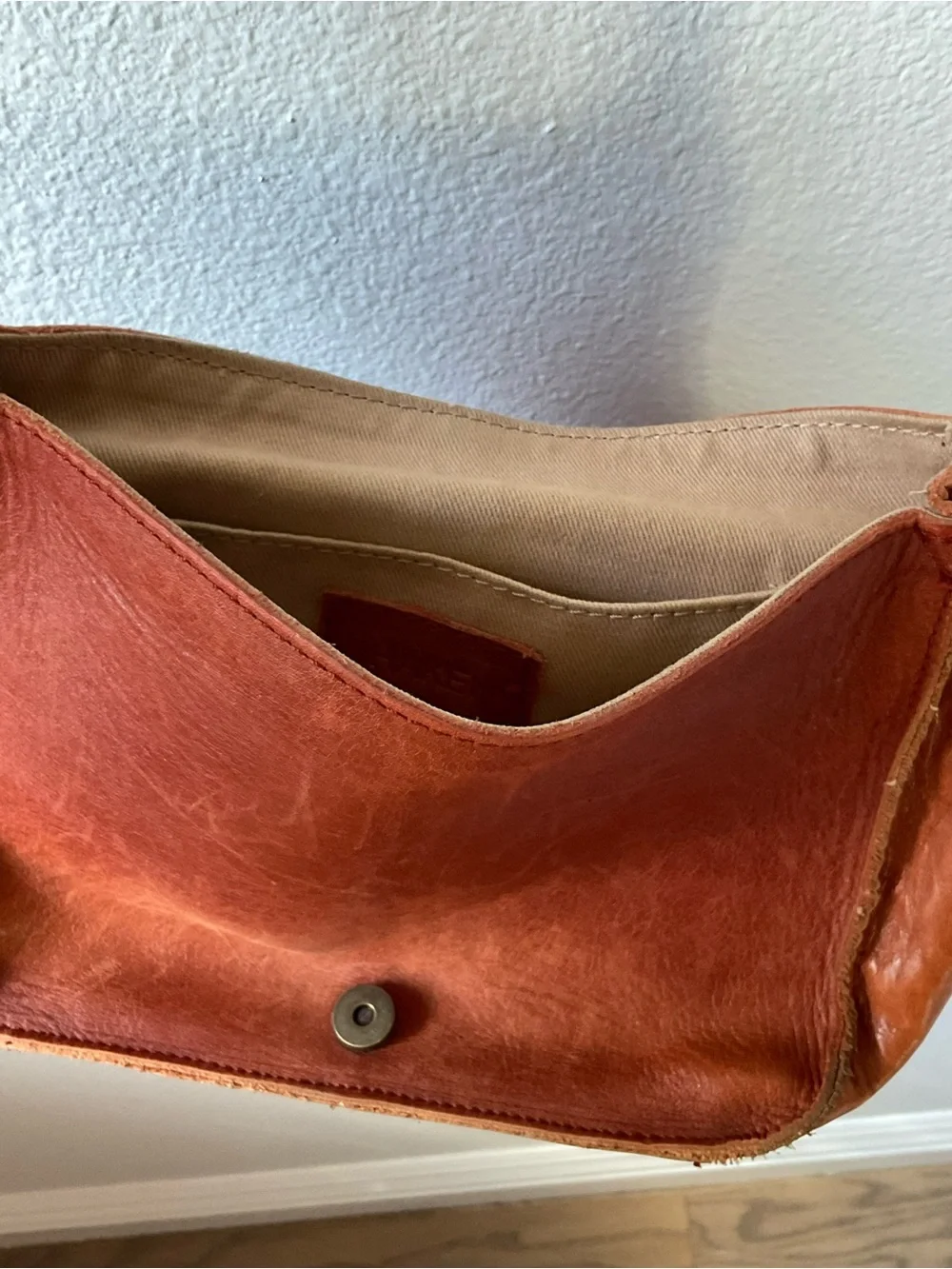Brown Leather Crossbody Saddle Bag with Chain Strap